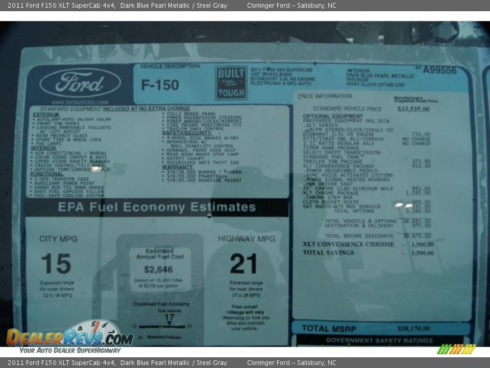 2011 Ford F150 XLT SuperCab 4x4 Window Sticker Photo #8