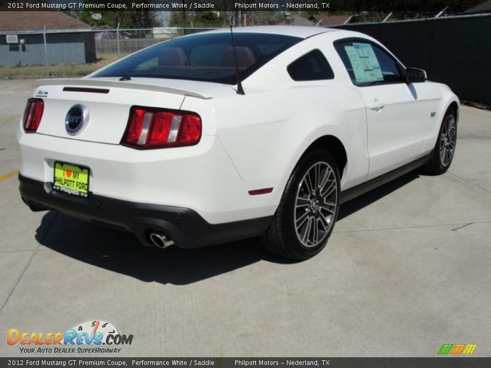 2012 Ford Mustang GT Premium Coupe Performance White / Saddle Photo #3