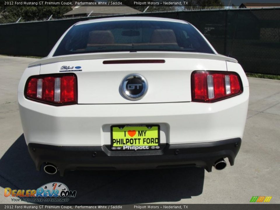 2012 Ford Mustang GT Premium Coupe Performance White / Saddle Photo #4