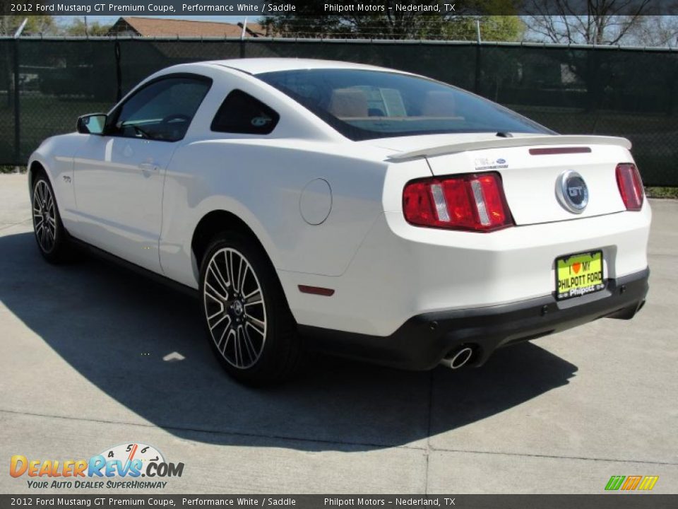 2012 Ford Mustang GT Premium Coupe Performance White / Saddle Photo #5