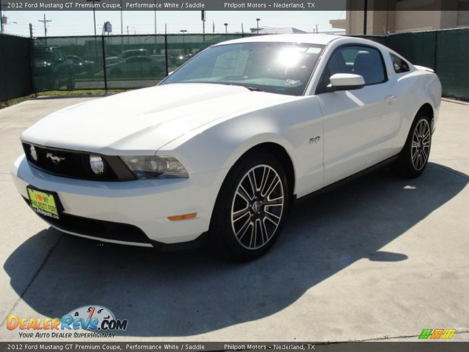 2012 Ford Mustang GT Premium Coupe Performance White / Saddle Photo #7