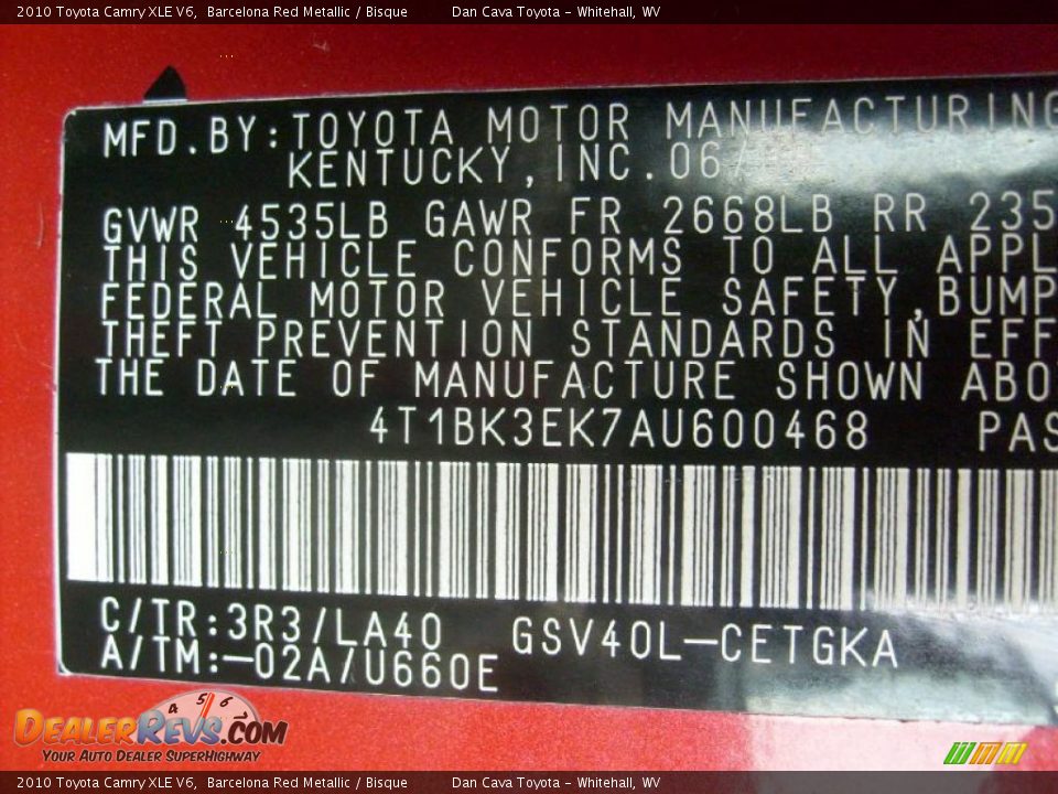 2010 Toyota Camry XLE V6 Barcelona Red Metallic / Bisque Photo #13