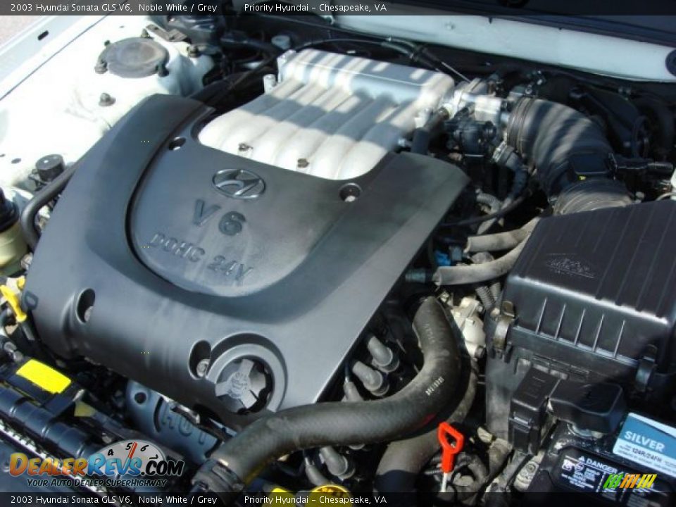 2003 Hyundai Sonata GLS V6 Noble White / Grey Photo #16