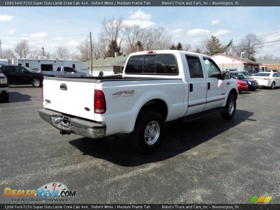 1999 Ford F250 Super Duty Lariat Crew Cab 4x4 Oxford White / Medium Prairie Tan Photo #3