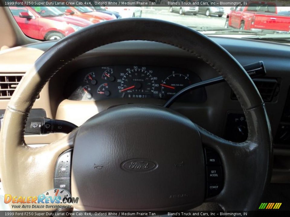 1999 Ford F250 Super Duty Lariat Crew Cab 4x4 Oxford White / Medium Prairie Tan Photo #6