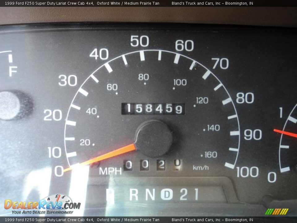 1999 Ford F250 Super Duty Lariat Crew Cab 4x4 Oxford White / Medium Prairie Tan Photo #7