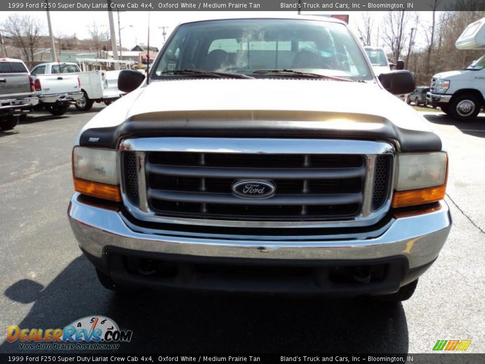 1999 Ford F250 Super Duty Lariat Crew Cab 4x4 Oxford White / Medium Prairie Tan Photo #28