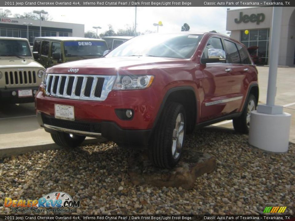 2011 Jeep Grand Cherokee Overland 4x4 Inferno Red Crystal Pearl / Dark Frost Beige/Light Frost Beige Photo #1