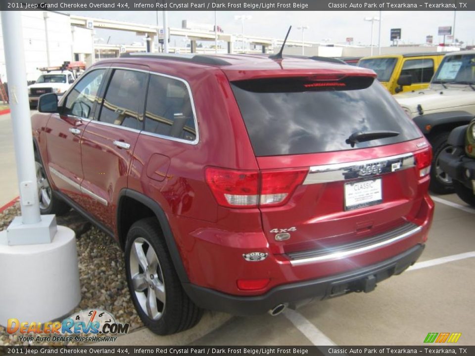 2011 Jeep Grand Cherokee Overland 4x4 Inferno Red Crystal Pearl / Dark Frost Beige/Light Frost Beige Photo #2