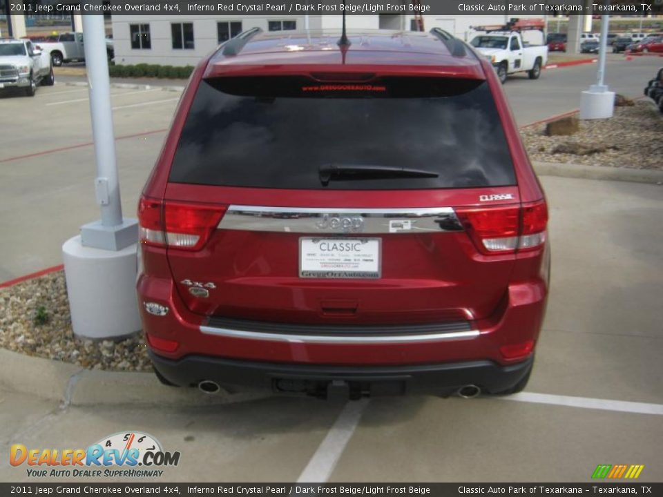 2011 Jeep Grand Cherokee Overland 4x4 Inferno Red Crystal Pearl / Dark Frost Beige/Light Frost Beige Photo #3