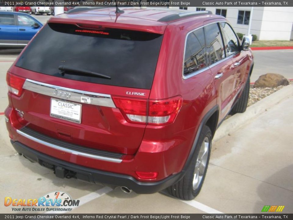 2011 Jeep Grand Cherokee Overland 4x4 Inferno Red Crystal Pearl / Dark Frost Beige/Light Frost Beige Photo #4