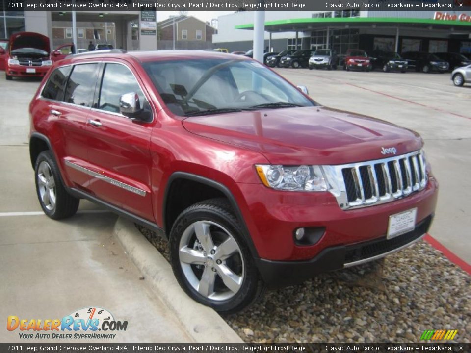 2011 Jeep Grand Cherokee Overland 4x4 Inferno Red Crystal Pearl / Dark Frost Beige/Light Frost Beige Photo #5