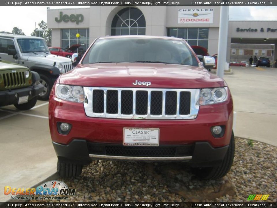 2011 Jeep Grand Cherokee Overland 4x4 Inferno Red Crystal Pearl / Dark Frost Beige/Light Frost Beige Photo #6