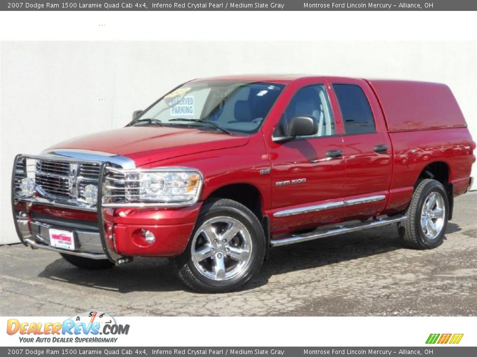 2007 Dodge Ram 1500 Laramie Quad Cab 4x4 Inferno Red Crystal Pearl / Medium Slate Gray Photo #1