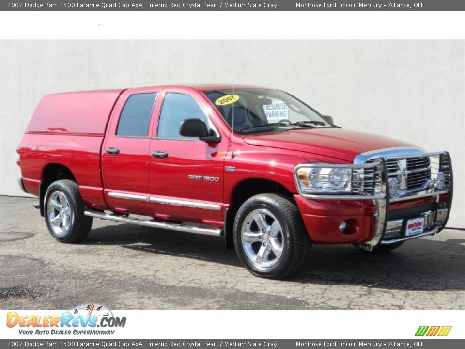 2007 Dodge Ram 1500 Laramie Quad Cab 4x4 Inferno Red Crystal Pearl / Medium Slate Gray Photo #2