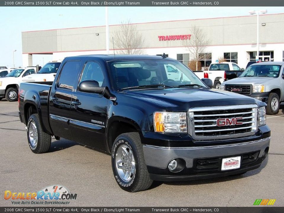 2008 GMC Sierra 1500 SLT Crew Cab 4x4 Onyx Black / Ebony/Light Titanium Photo #1