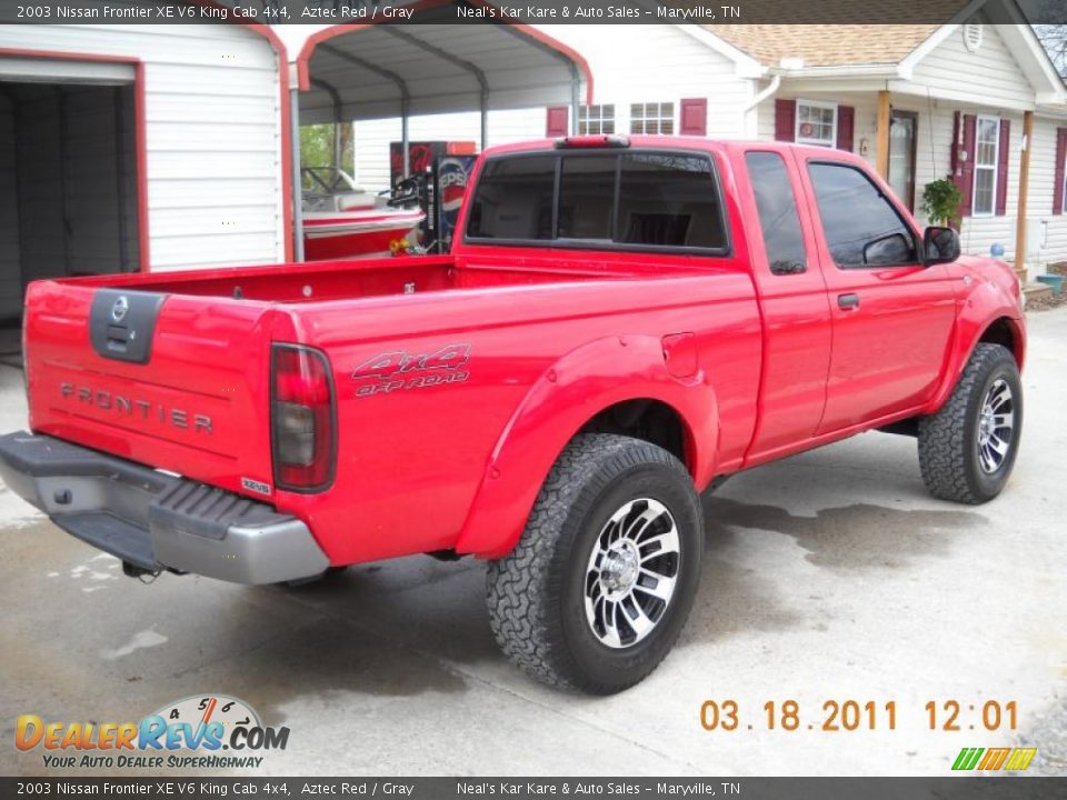 2003 Nissan Frontier XE V6 King Cab 4x4 Aztec Red / Gray Photo #7