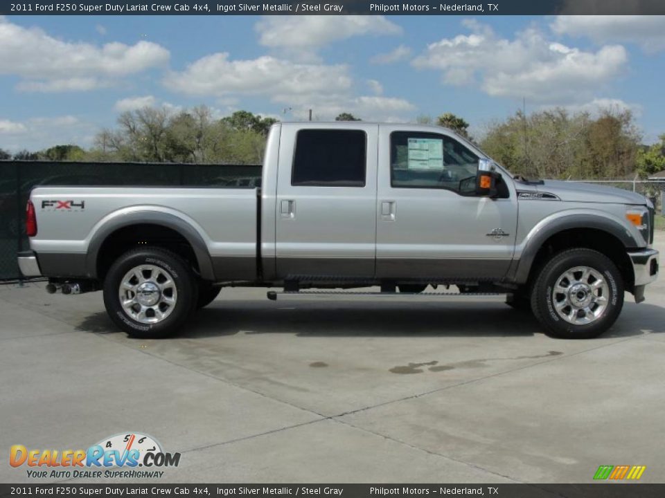 2011 Ford F250 Super Duty Lariat Crew Cab 4x4 Ingot Silver Metallic / Steel Gray Photo #2