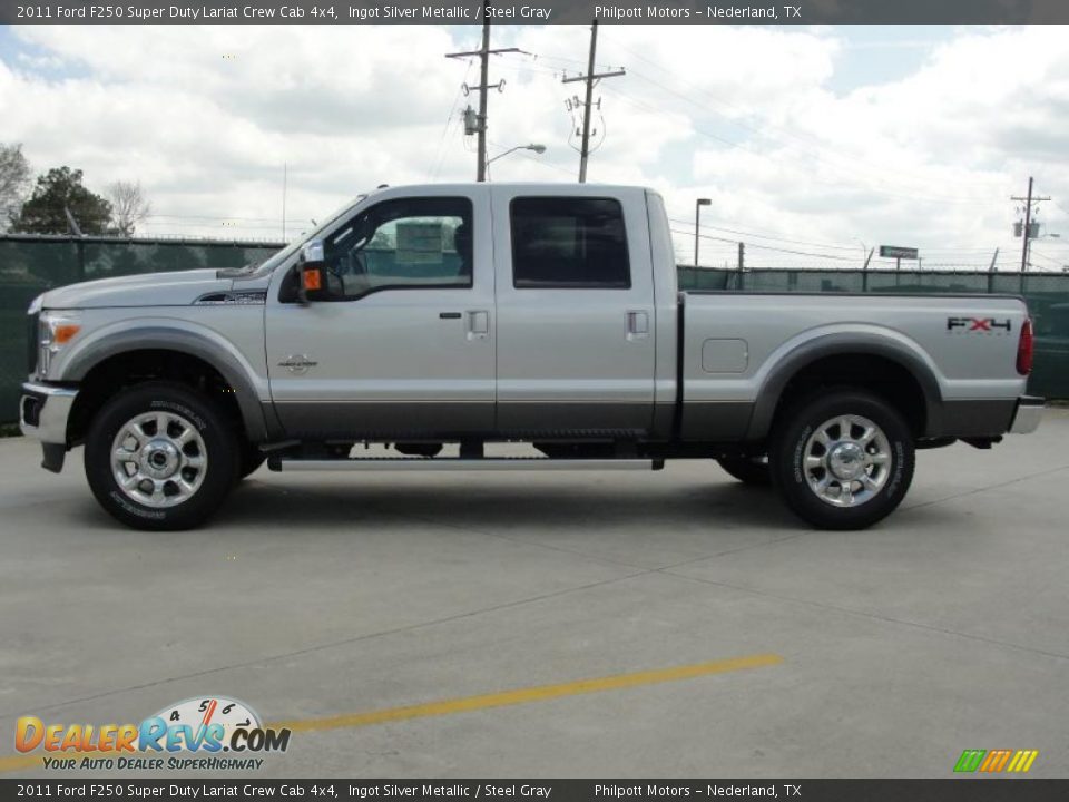 2011 Ford F250 Super Duty Lariat Crew Cab 4x4 Ingot Silver Metallic / Steel Gray Photo #6