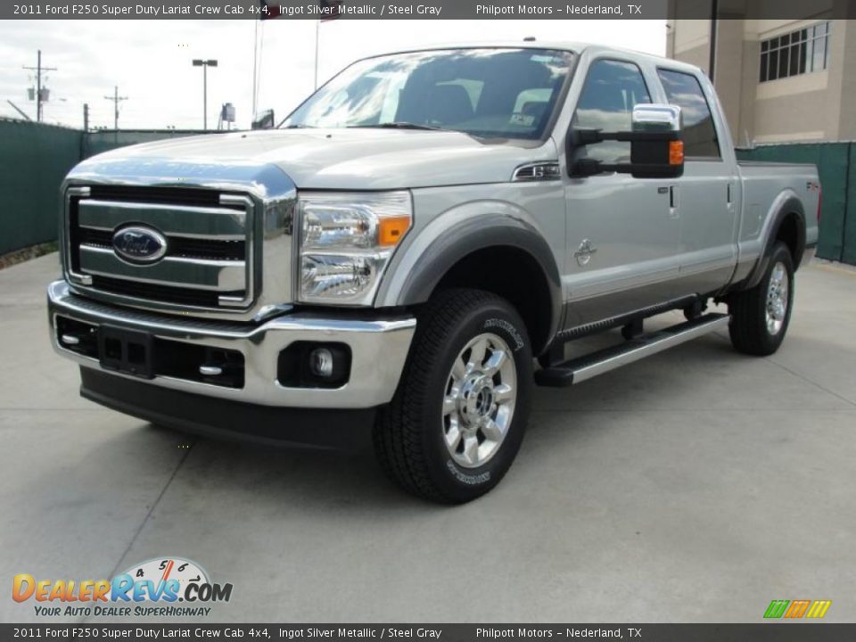 2011 Ford F250 Super Duty Lariat Crew Cab 4x4 Ingot Silver Metallic / Steel Gray Photo #7