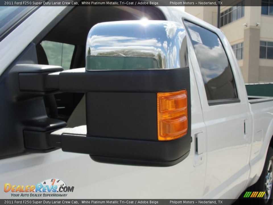 2011 Ford F250 Super Duty Lariat Crew Cab White Platinum Metallic Tri-Coat / Adobe Beige Photo #15