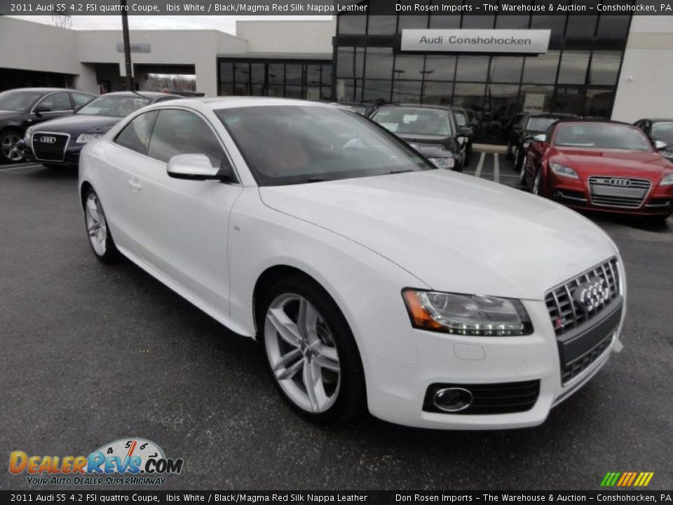 2011 Audi S5 4.2 FSI quattro Coupe Ibis White / Black/Magma Red Silk Nappa Leather Photo #4