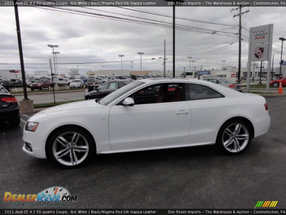 2011 Audi S5 4.2 FSI quattro Coupe Ibis White / Black/Magma Red Silk Nappa Leather Photo #10