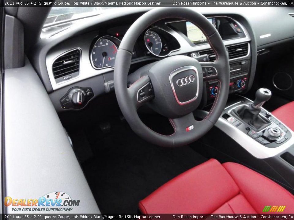 2011 Audi S5 4.2 FSI quattro Coupe Ibis White / Black/Magma Red Silk Nappa Leather Photo #11