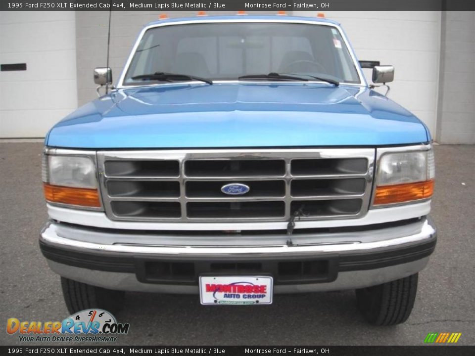 1995 Ford F250 XLT Extended Cab 4x4 Medium Lapis Blue Metallic / Blue Photo #7