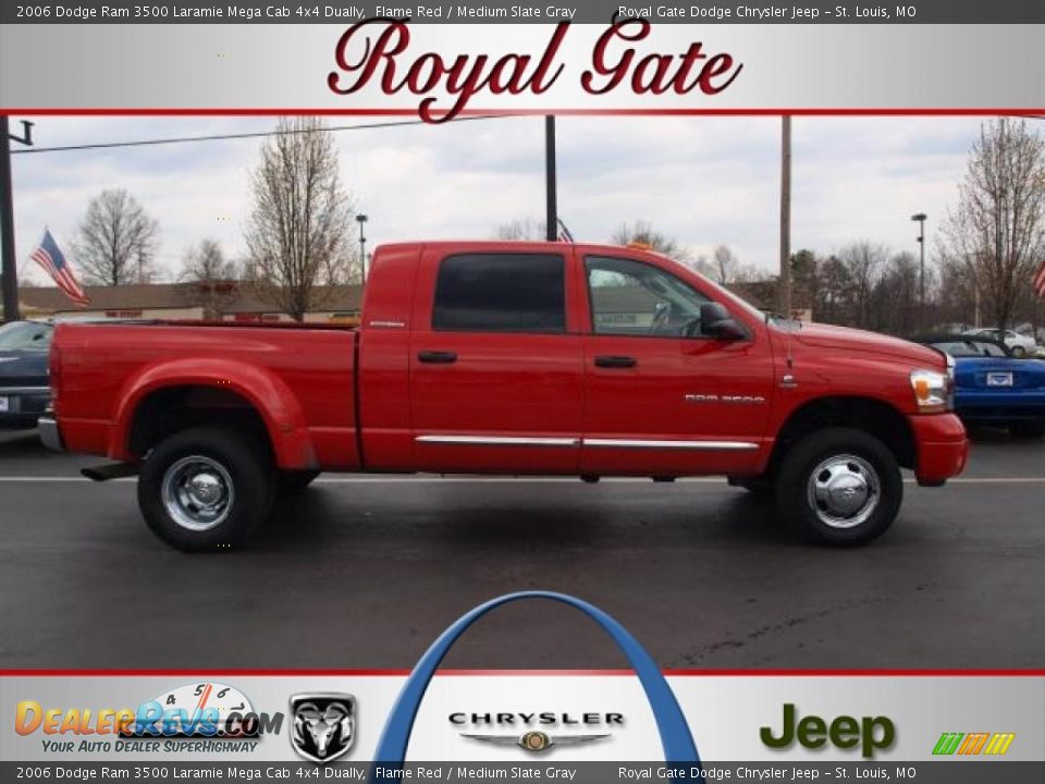 2006 Dodge Ram 3500 Laramie Mega Cab 4x4 Dually Flame Red / Medium Slate Gray Photo #1