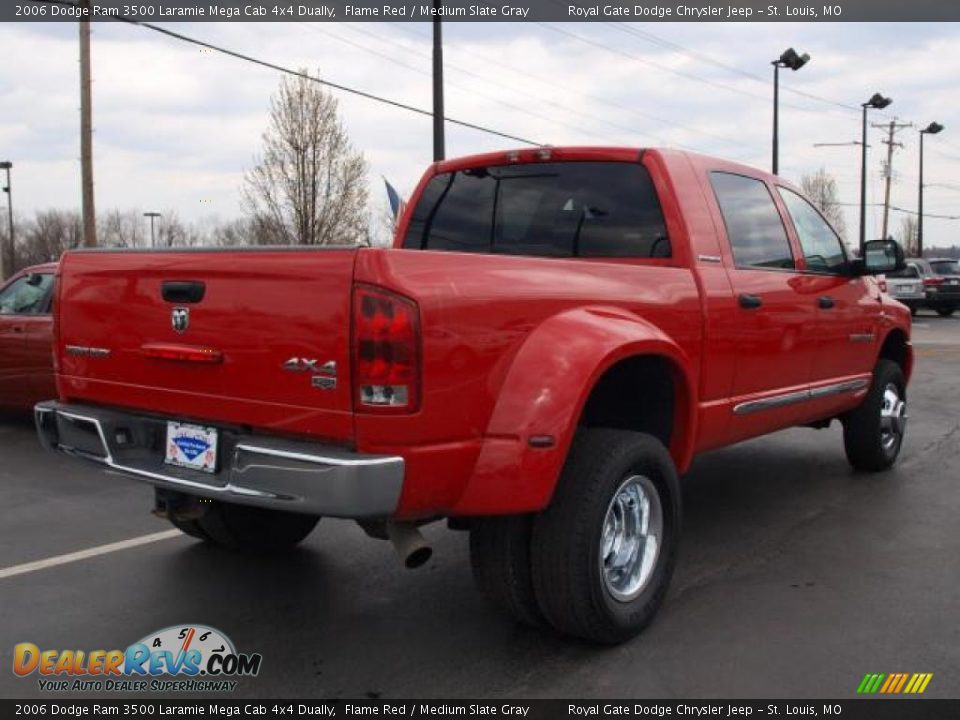 2006 Dodge Ram 3500 Laramie Mega Cab 4x4 Dually Flame Red / Medium Slate Gray Photo #3