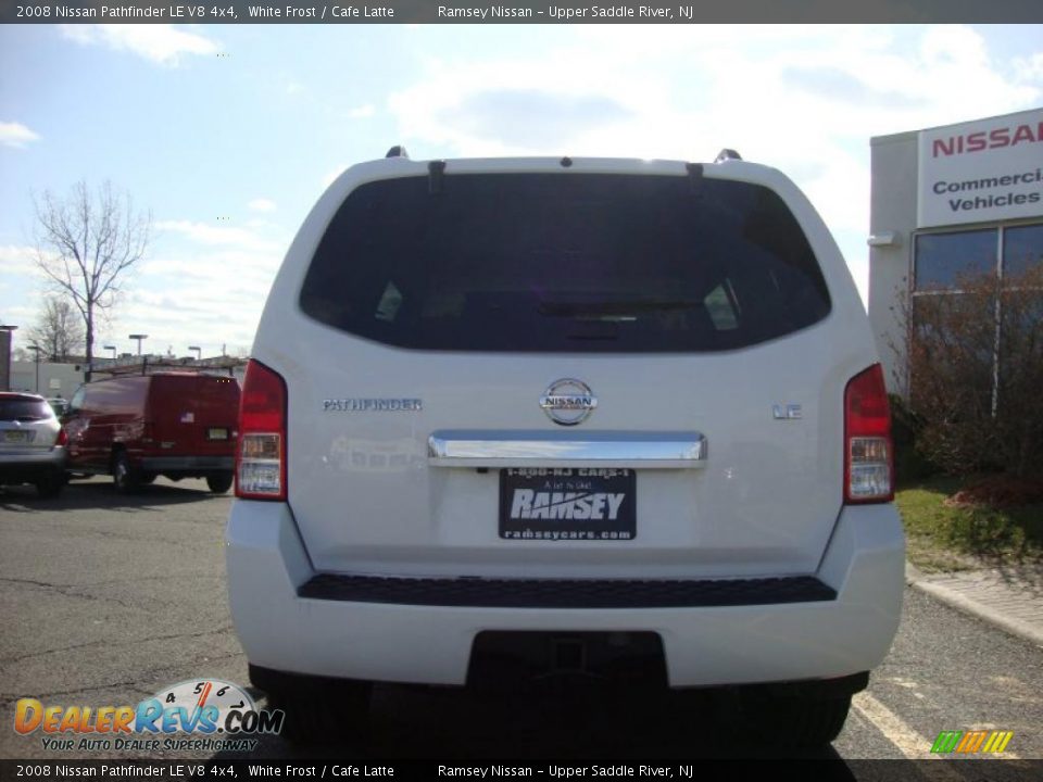 2008 Nissan Pathfinder LE V8 4x4 White Frost / Cafe Latte Photo #6