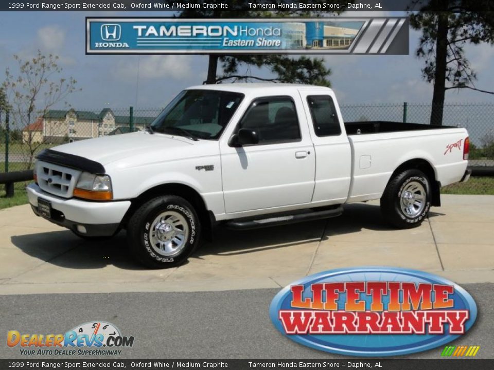 1999 Ford Ranger Sport Extended Cab Oxford White / Medium Graphite Photo #1