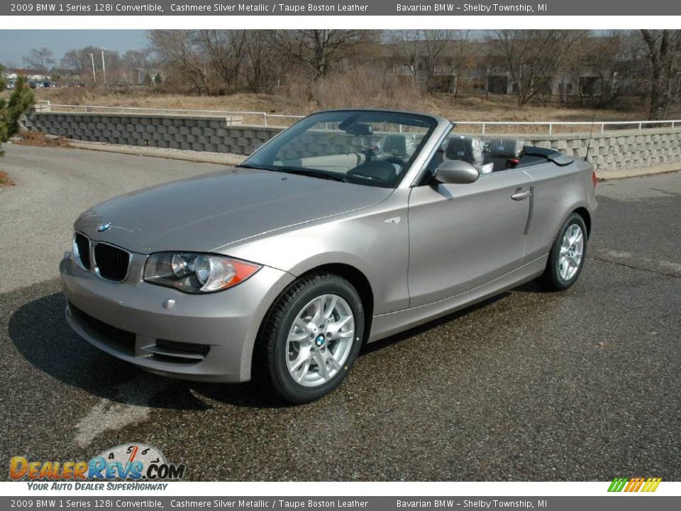 2009 BMW 1 Series 128i Convertible Cashmere Silver Metallic / Taupe Boston Leather Photo #1
