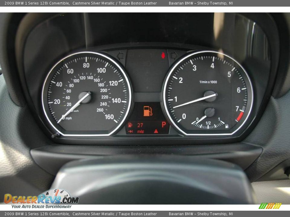 2009 BMW 1 Series 128i Convertible Cashmere Silver Metallic / Taupe Boston Leather Photo #15