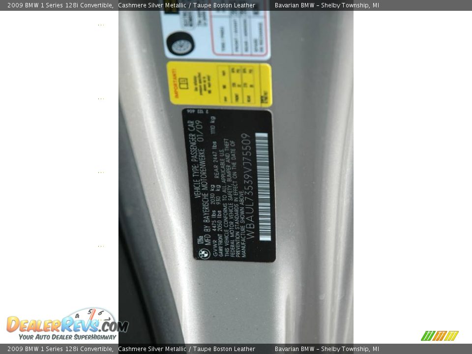 2009 BMW 1 Series 128i Convertible Cashmere Silver Metallic / Taupe Boston Leather Photo #16