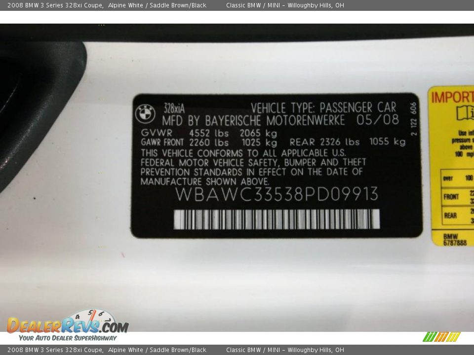 2008 BMW 3 Series 328xi Coupe Alpine White / Saddle Brown/Black Photo #27