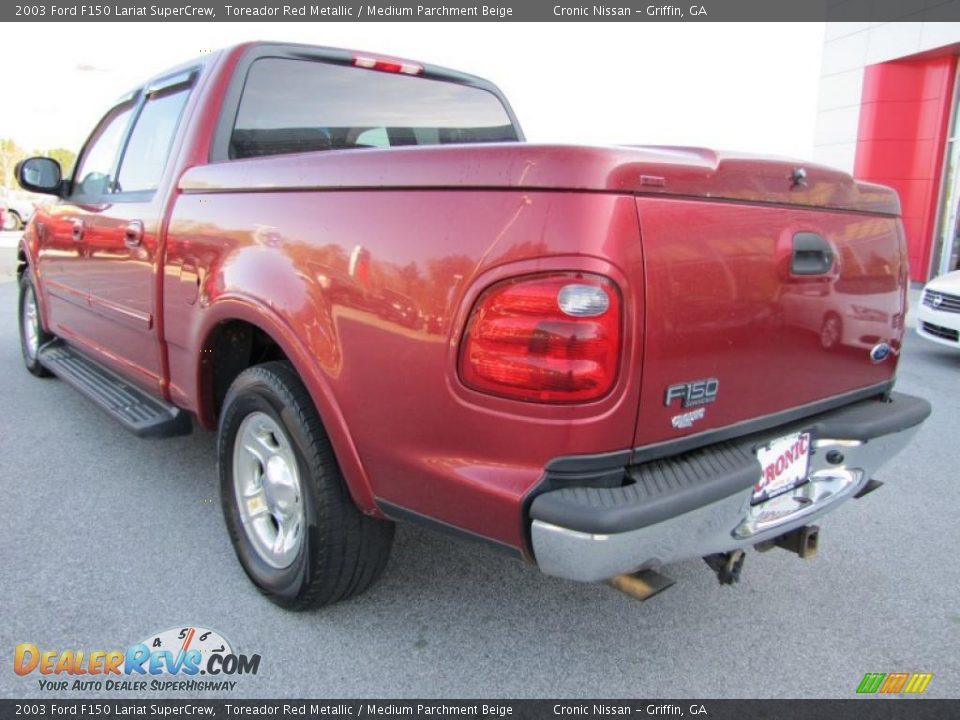 2003 Ford F150 Lariat SuperCrew Toreador Red Metallic / Medium Parchment Beige Photo #3