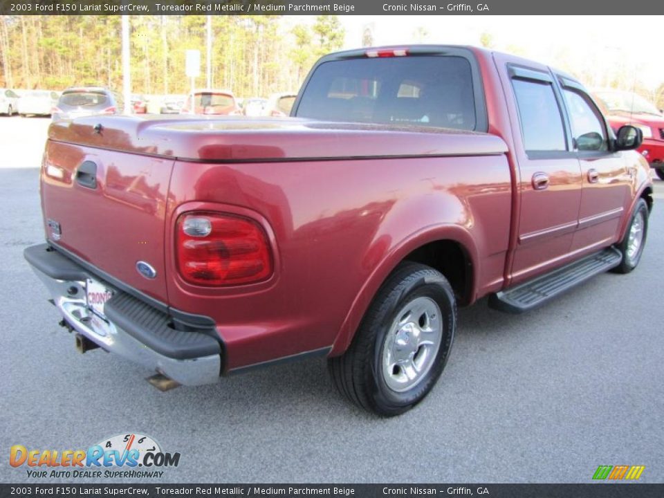 2003 Ford F150 Lariat SuperCrew Toreador Red Metallic / Medium Parchment Beige Photo #5