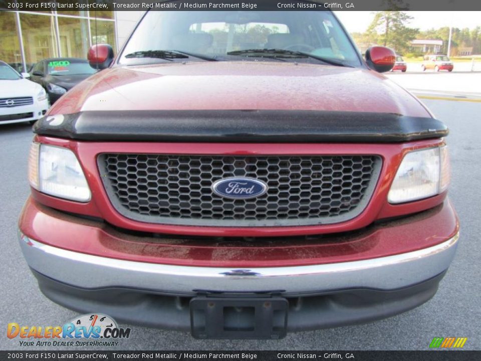 2003 Ford F150 Lariat SuperCrew Toreador Red Metallic / Medium Parchment Beige Photo #8