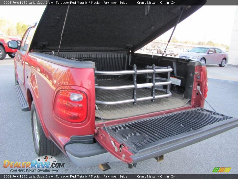 2003 Ford F150 Lariat SuperCrew Toreador Red Metallic / Medium Parchment Beige Photo #13