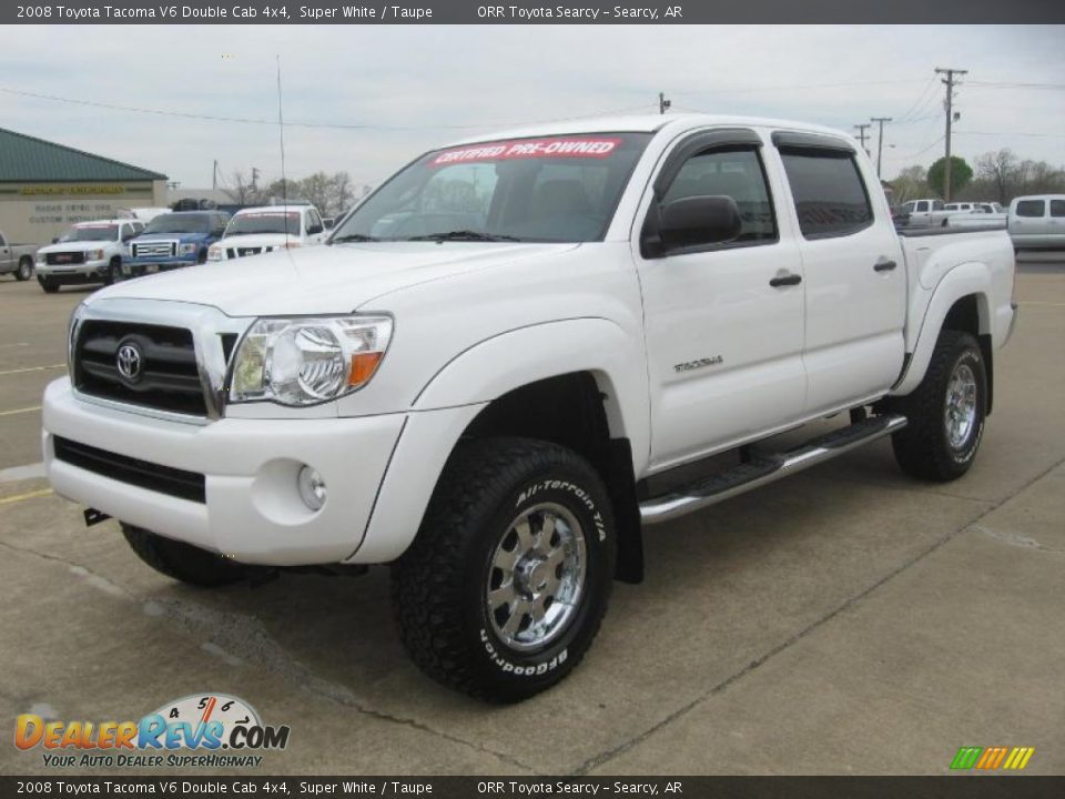 2008 Toyota Tacoma V6 Double Cab 4x4 Super White / Taupe Photo #3