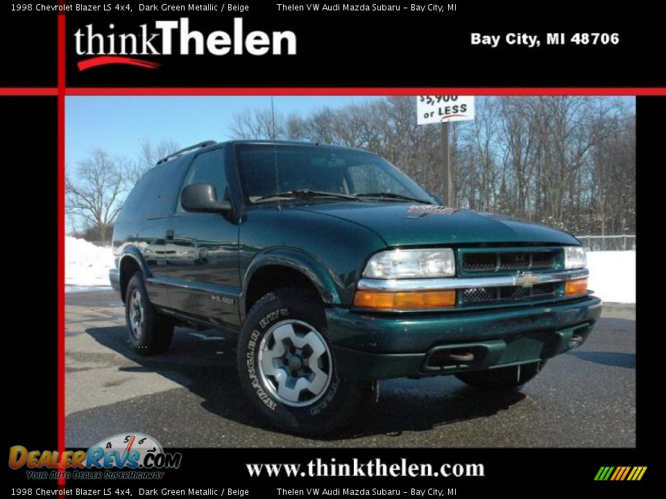 1998 Chevrolet Blazer LS 4x4 Dark Green Metallic / Beige Photo #1