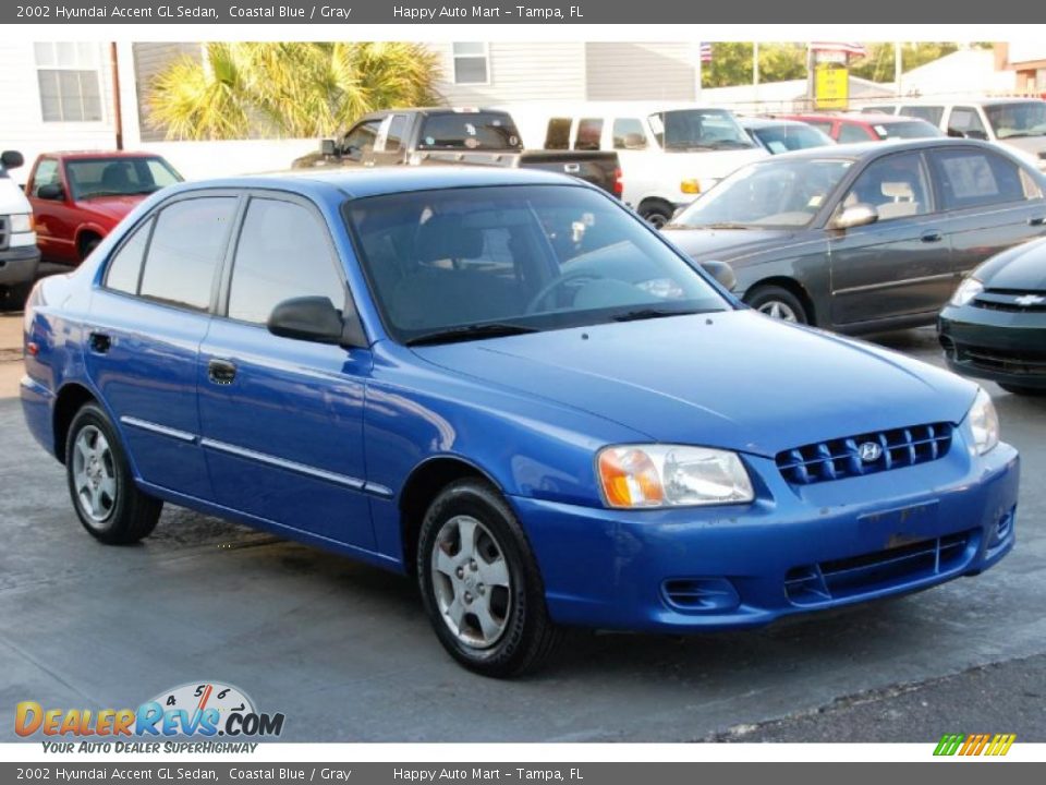 2002 Hyundai Accent GL Sedan Coastal Blue / Gray Photo #3