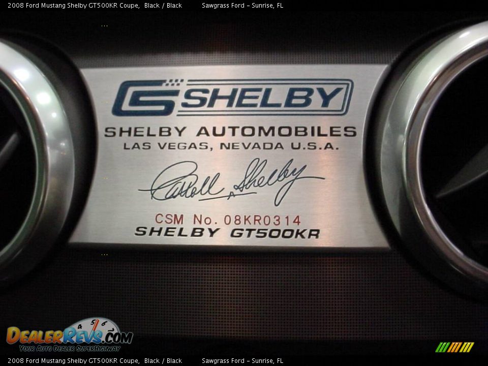 2008 Ford Mustang Shelby GT500KR Coupe Black / Black Photo #17