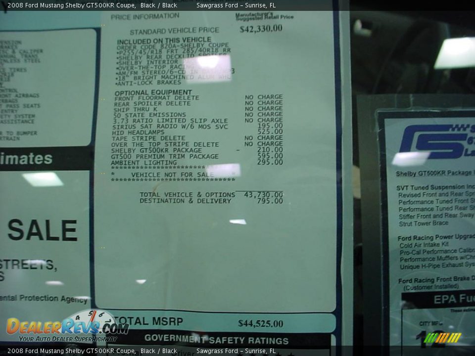 2008 Ford Mustang Shelby GT500KR Coupe Black / Black Photo #23