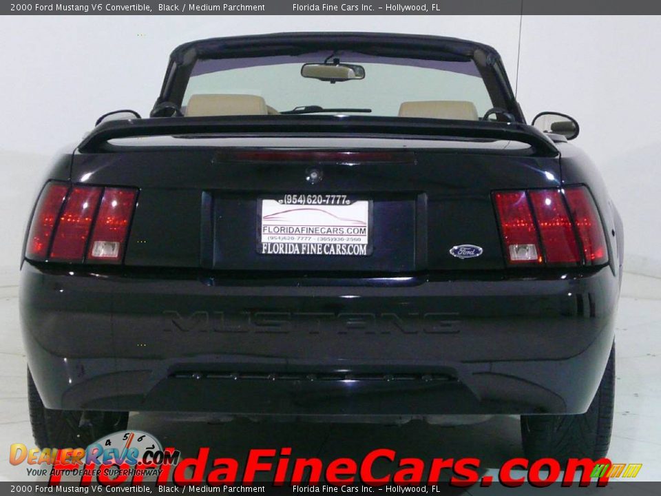 2000 Ford Mustang V6 Convertible Black / Medium Parchment Photo #6