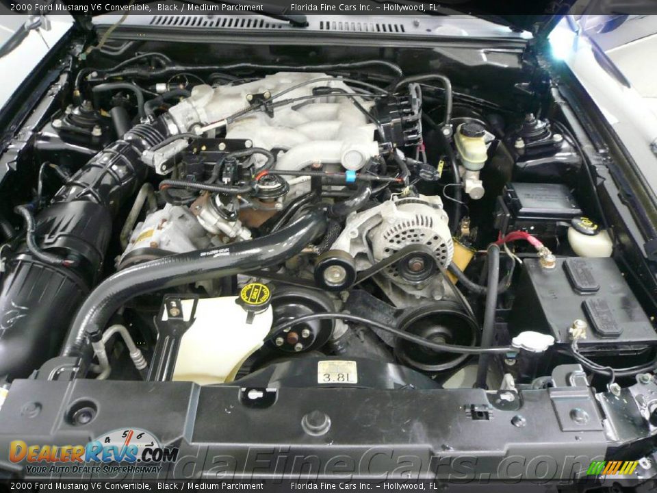 2000 Ford Mustang V6 Convertible Black / Medium Parchment Photo #10