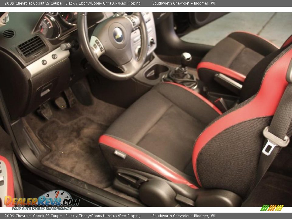 Ebony/Ebony UltraLux/Red Pipping Interior - 2009 Chevrolet Cobalt SS Coupe Photo #7