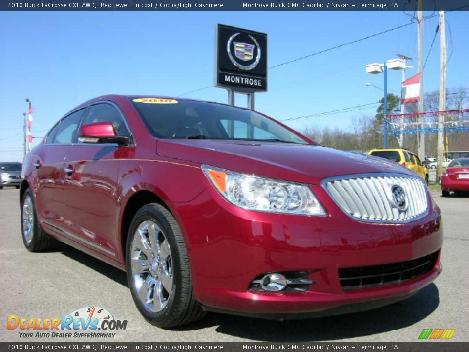 2010 Buick LaCrosse CXL AWD Red Jewel Tintcoat / Cocoa/Light Cashmere Photo #3